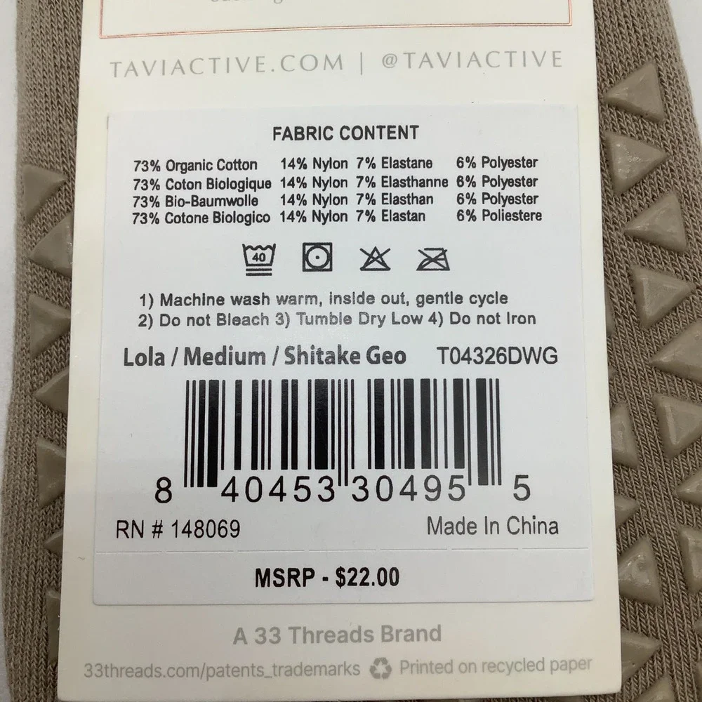 Tavi Grip Lola Socks Shitake Geo Womens Yoga‎ Pilates Barre Size Medium New